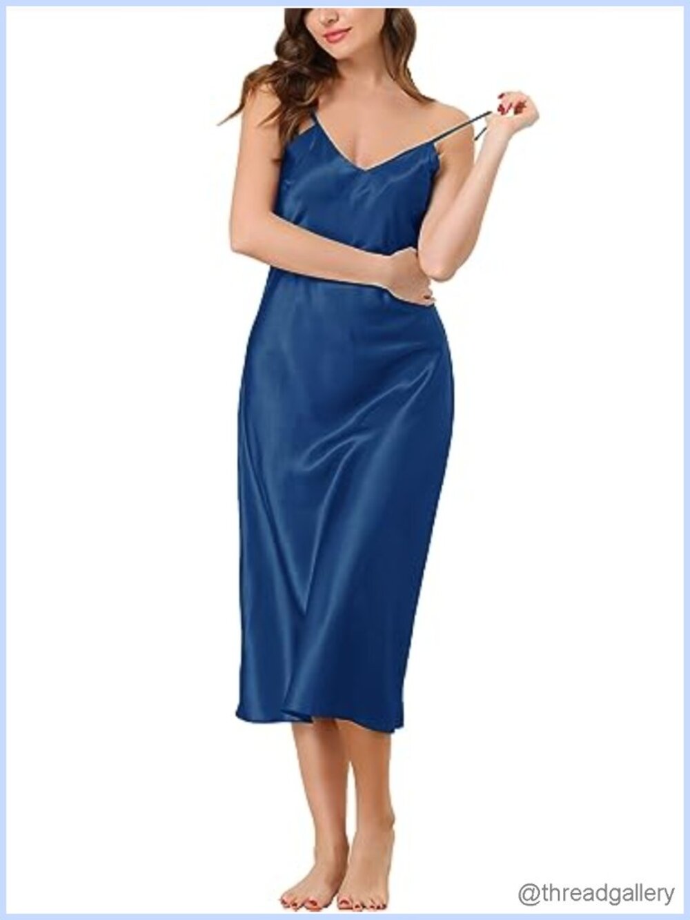 Satin Nightdress V-Neck Sleeveless Nightgown Sleepwear Lounge Dress